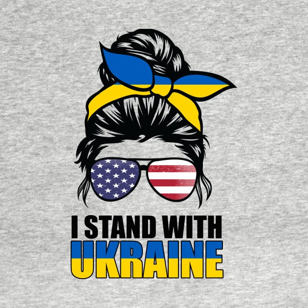 Ukrainian American Flag I Stand With Ukraine Messy Bun Women by fadi1994